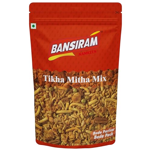 Image of Bansiram Namkeen | Tikha Mitha Mix | Sweet and Spicy Mixture | All time favourite Indian Namkeen | Flavorful Snacks for Crunchy & Delightful Bites - 400gm