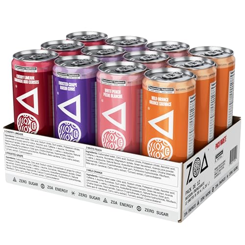 ZOA Zéro sucre énergisant, paquet varié – 355 ml (lot de 12)