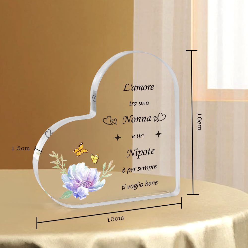 Targa Acrilica Per Nonna - Regalo Compleanno, Natale O Festa Dei Nonni, 10x10cm, Con Messaggio Affettuoso - Foto 13