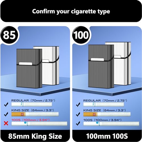roygra Cigarette Case, Brushed Aluminum Magnetic 20 Capacity - 2 Pack (Gray+Silver, 100mm 100S) - Image 3