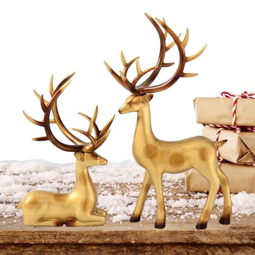 Statues de cerf en résine et figurines de renne de Noël pour salon