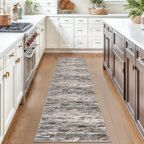 2x7 Brown Green Black White Modern Abstract Runner Rug for Hallways, Super Soft Hallway Decor Kitchen Rugs with Non-Slip, Non-Shedding Washable Rug for Hallways Entryway Bedroom Indoor