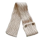 HGps8w Womens Knitted Scarves Winter Neck Warmer Cold Weather Cable Knit Scarf Wrap wih 2 Button Loo