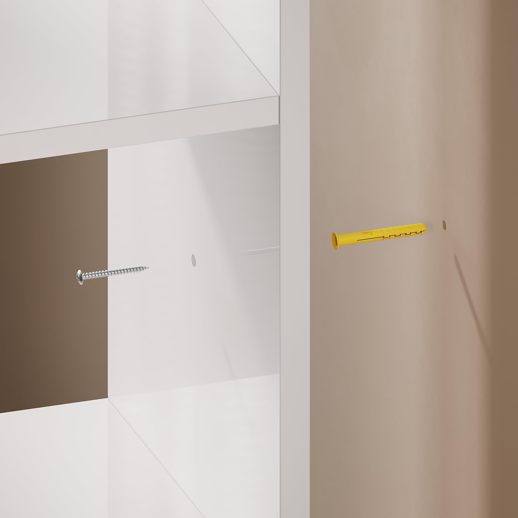 SONNI Estantería de pared, estantería de pie de 6 niveles, pared y variante de pie, industrial para libros, medios y decoración, montaje flexible en salón, cocina u oficina en casa, color blanco, 30 x