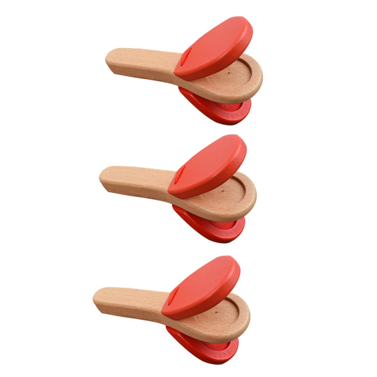 BESPORTBLE 2sets 3pcs Wooden Castanets Handheld for Educational Music Percussion Plaything for Rhythm Development and Coordination Skills Random Style Random Color 3pcs*2