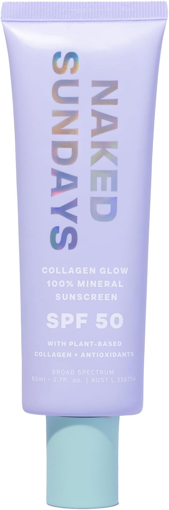 Naked SundaysSPF 50 Mineral Glow Sunscreen, Daily Hydrating Facial Moisturizer & Primer with Zinc Oxide, Sheer Tint, Broad Spectrum SPF Lotion (Jumbo 80ml)