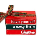 Mini pile de livres en bois de Noël