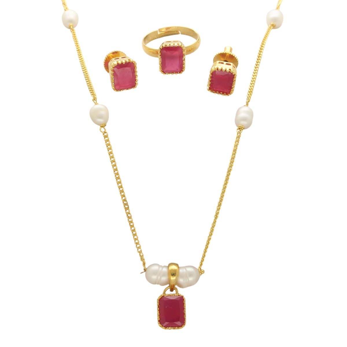 Buy Sri Jagdamba Pearls Gilded Pulse Pearl Set Combo For Women