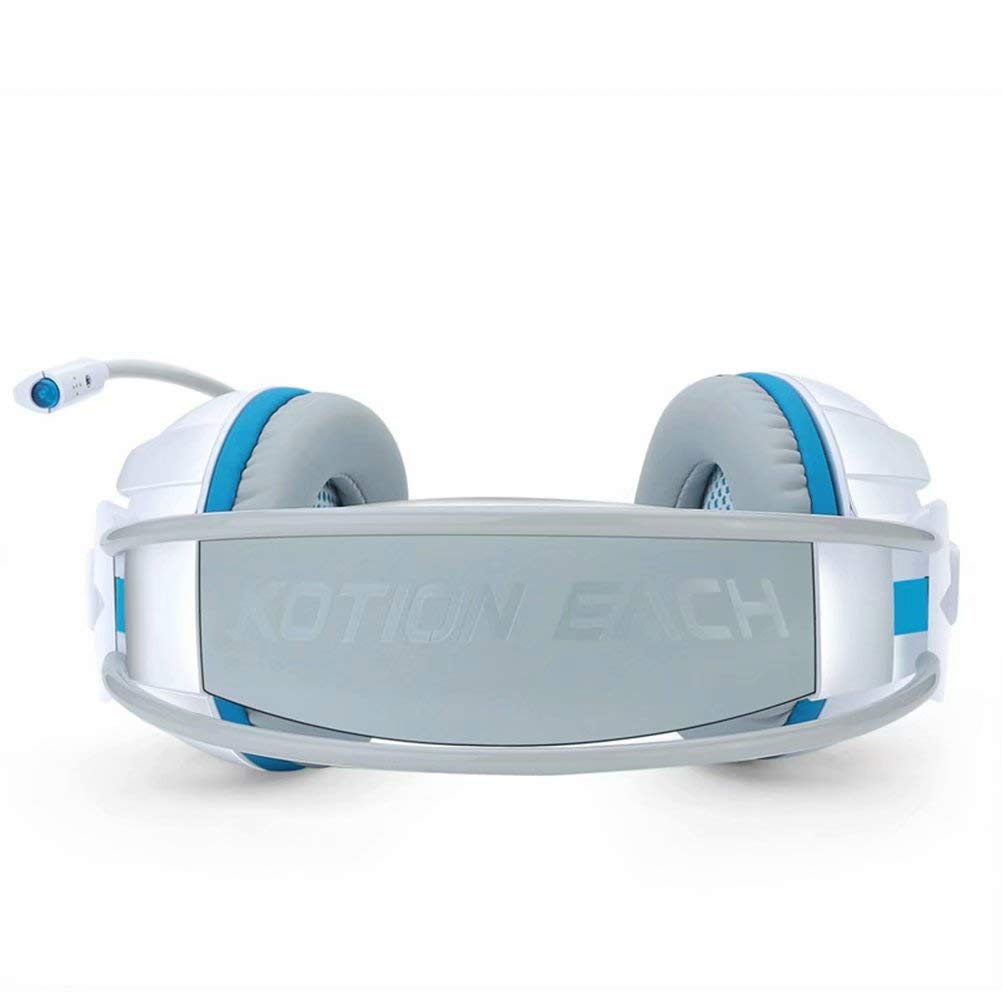 CSZH 7.1 Virtual Bass Surroun Headphones Cuffie Headban con microfono per Xbox One PC Laptop Tablet Mac Smart Phone (bianco blu)