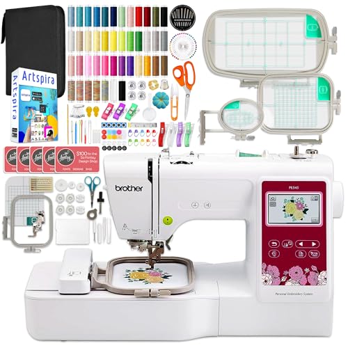 Brother PE545 4' x 4' Embroidery Machine with 4 Embroidery Hoops, Thread & 230+ Accessories
