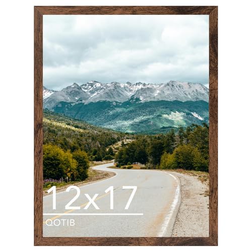 QOTIB 12x17 Picture Frame Deep Brown for Wall Hanging Wood 12 x 17 Frame Photo Frame for Wall Horizontally or Vertically Deep Brown 1 Pack