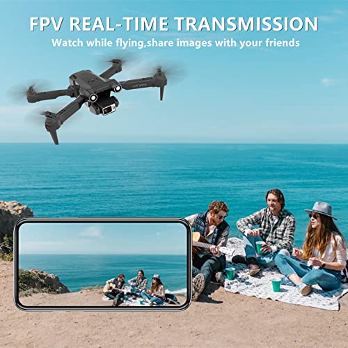 Fpv Drone With Camera For Adults Kids Beginners,Foldable Rc Quadcopters Drones With 4K Dual Camera ,Optical Flow Positioning, 360°Smart Obstacle Avoidance, App Control, One-Click Take-Off And Landing,Gesture And Voice Control,2 Batteries #TOP3