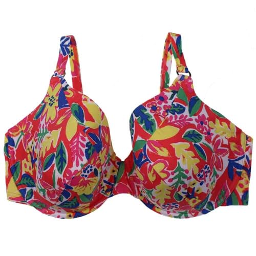 Liv Lingerie Sujetador acolchado con aros para mujer, parte superior o parte inferior de bikini con estampado tropical/floral, Pink Mix, 75G