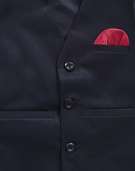 Qtsy Waistcoat for Boys with Pocket Square and Brooch 1