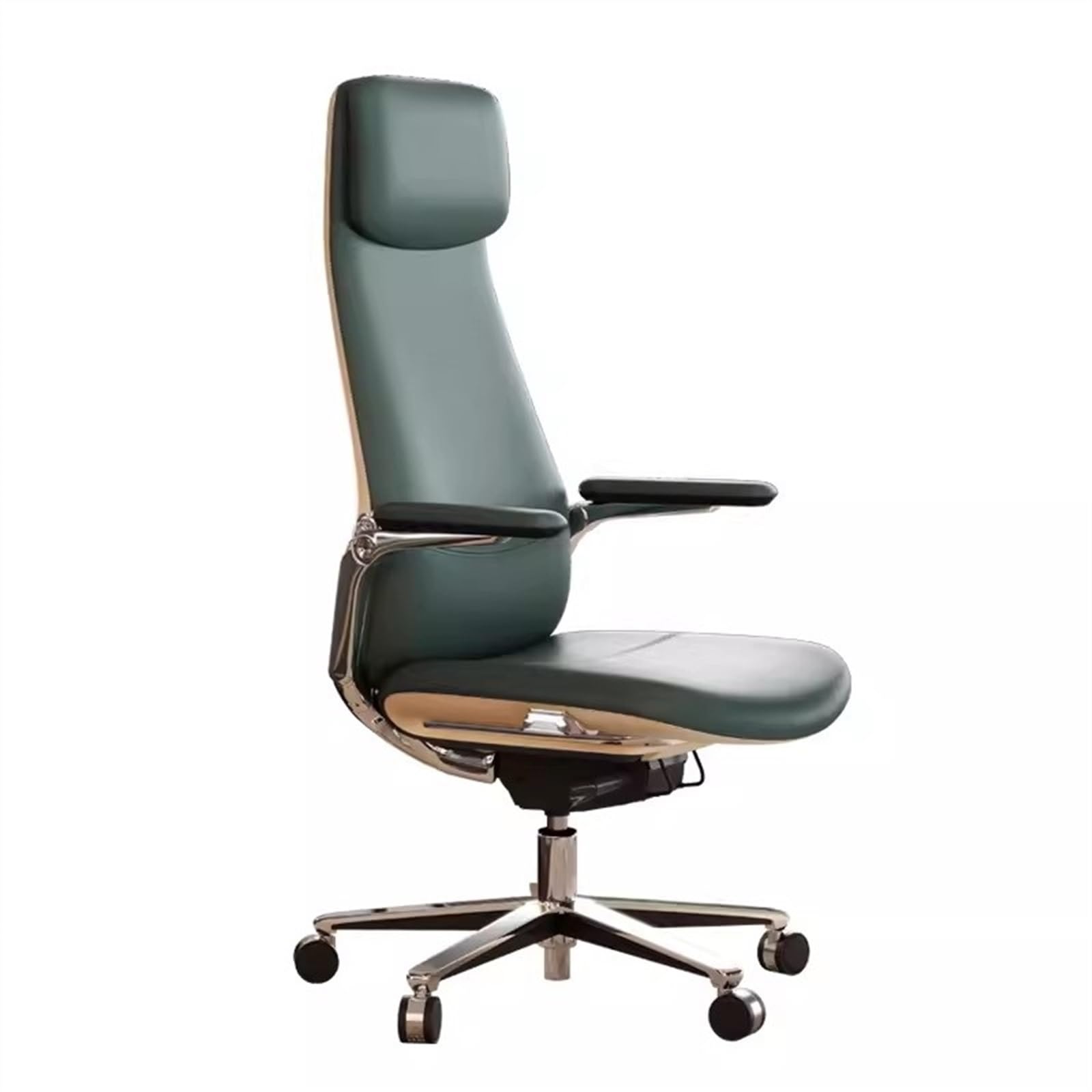 METTEOR Leather Office Chair with High Backrest for Adults Adjustable Desk Chair with Padded Flip-Up Armrests Ideal for Home Work & Study (Grün)