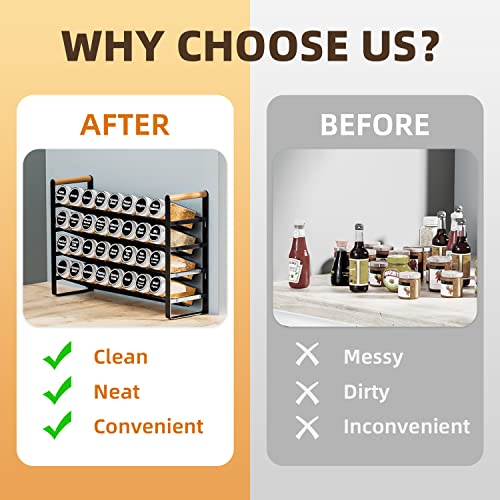 Ahnr 4 Tier Spice Rack Organizer With 32 Spice Jars, 396 Spice Labels, Chalk Marker And Funnel Complete Set For Cabinet, Countertop Or Wall Mount #TOP5