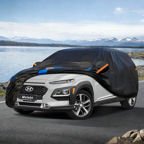 Image of Custom Fit SUV Car Cover for Hyundai Kona (2017-2026), Upgraded Waterproof All Weather Outdoor Auto Cover with Driver Door Zipper & Mirror Pockets, UV /Snow /Dust Protection