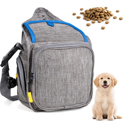 Leckerlitasche für Hunde, Futterbeutel für Hundetraining mit Reißverschluss, Verstellbarer Gürtel/Schultergurt, geeignet für Hundefutter/Handy/Schlüssel/Hundekotbeutel/Hundespielzeug