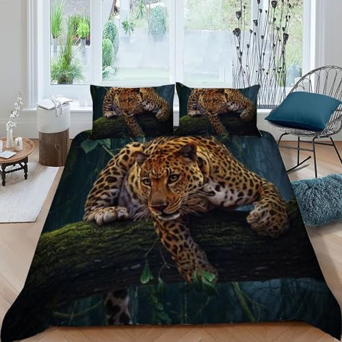 Housse de couette léopard imprimé 3D haute définition 200x200 microfibre