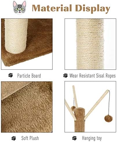 PawHut Cat Tree for Indoor Cats 121cm Kitten Tower Sisal Scratching Post Pet Activity Center Perch Condo Hanging Ball Brown