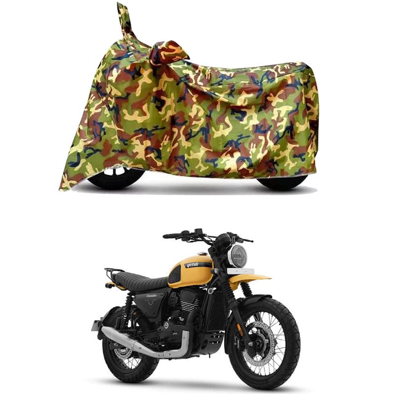 Image of Waterproof 100% PVC Coated Bike Scooty Two Wheeler Body Cover Compatible for Yezdi Scrambler Single /UV-Rays /Heat Protection /Birds Dropping /Scratchproof /Dust Proof [6X6 Jungle Print]