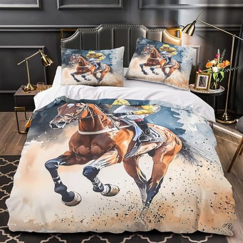 Parure de lit course d'hippisme 140x200 microfibre 3D - 2