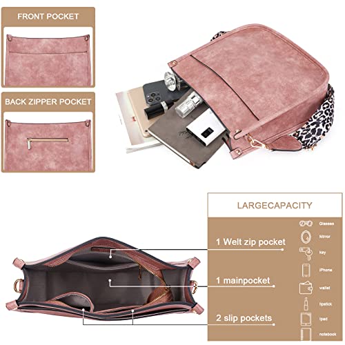 HKCLUF Crossbody Bags for Women Trendy Vegan Leather Hobo Handbags With 2PCS Adjustable Guitar Strap Shoulder Bucket Bags