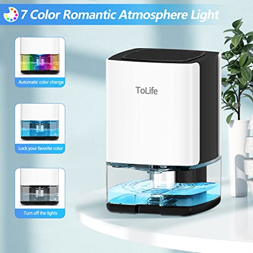 Dehumidifiers For Home, Dehumidifiers, 30 Oz Dehumidifier With Auto Shut Off, 7 Color Led Lights, (300 Sq. Ft) Portable Small Dehumidifiers For Bedroom, Bathroom, Rv, Closet #TOP4