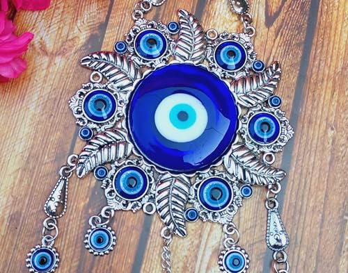 Image of Evil Eye Hanging for Home Entrance Door Decoration, Nazar Battu for Home Protection, Big Size (Round Blue)