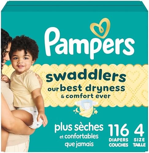 Pampers Swaddlers Diapers, Size S4 (15-34 lbs), 116 Count, Absorbent, Keeps Baby Dry and Comfortable, Skin Safe Disposable Baby Diaper - 1
