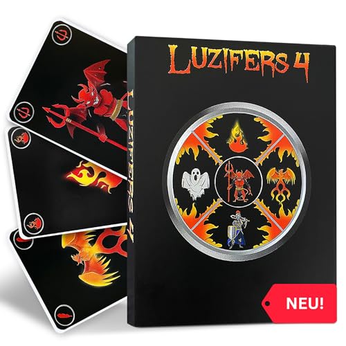 L4 LUZIFERS4 Juego de cartas con diversión diabólica, juego para adultos y niños, noches de juegos con amigos o familiares, para 2 a 8 jugadores