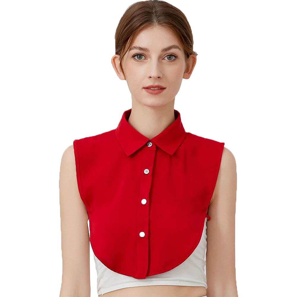 Elegtiskas Women's Red Detachable Half Shirt Blouse Collar False Dickey Collar For And Girls