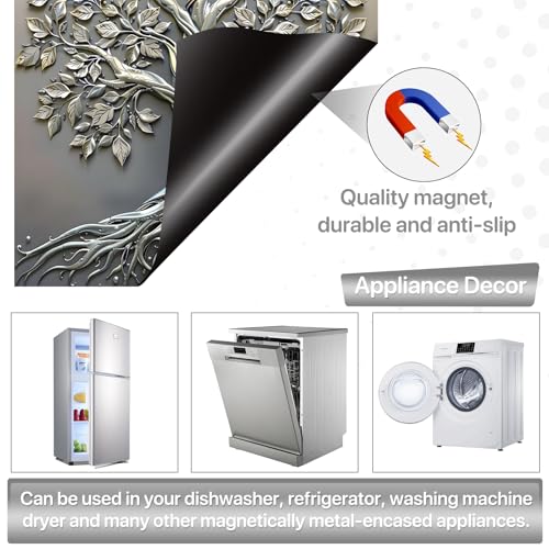 Image of Tree of Life Dishwasher Magnet Cover for Washers Fridge Cover Panel Decal Home Kitchen Decor,Washing Machine Cabinet Reusable Dishwasher Covers,26 x 23 inch