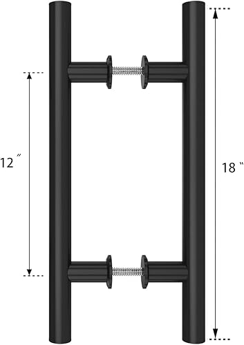 Miniatura 5 de SMARTSMITH Tirador de puerta de granero de 24 pulgadas cuadrada en forma de H de doble cara, paquete de 2 unidades negro mate, acero inoxidable,