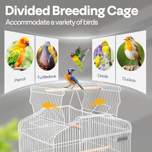 Image of VIVOHOME 64 Inch Bird Cage with Play Top and Rolling Stand for Parrots Conures Lovebird Cockatiel Parakeets White