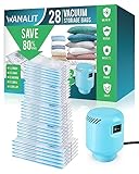 Vacuum Storage Bags with Electric Pump, 28 Pack (5 Jumbo, 5 Large, 6 Medium, 6 Small, 6 Roll Up Bags) Space Saver Bag, Vacuum Sealer Bags for Clothes, Blanket, Duvets, Pillows, Comforters, Travel