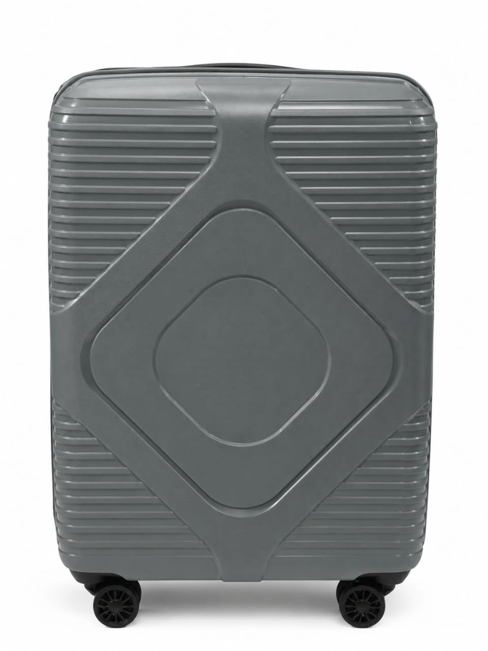 Hard Shell Trolley Suitcase for Travel | 4 Wheel Spinner Luggage Bag | Lightweight Rolling Travel Case with Textured Design for Men & Women (Dark Grey)-image-1