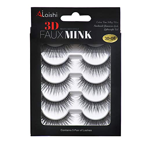Double Beauty 5 Pairs Styles Lashes Handmade False Eyelashes Set Professional Eyelashes Pack,3D Fake Eyelashes Crossed Cluster False Eyelashes Black Nature Fluffy Long Soft Reusable (3D-6)
