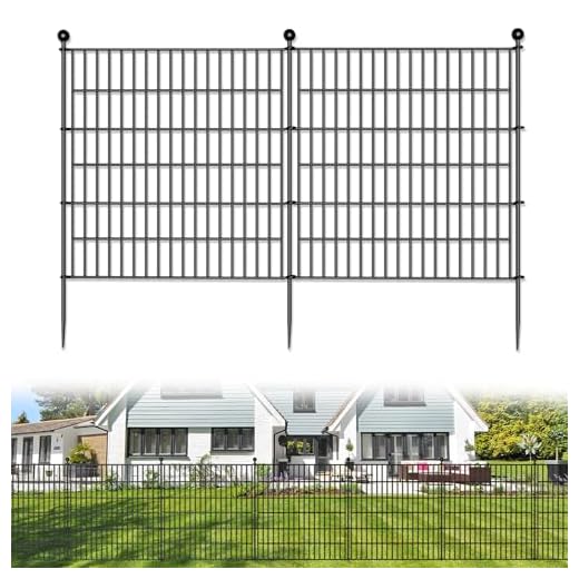 10 Panels No Dig Decorative Outdoor Garden Fence for Yard, 32 in(H) X 23.6 ft(L) Animal Barrier Fencing Rustproof Metal Wire Panel Border for Dog, Rabbits, and Patio Temporary Ground Stakes
