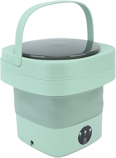 Máquina de Lavar Roupa Portátil, Mini Balde de Lavanderia 6,5L Arruela Dobrável e Secadora Giratória Lavadora de Baldes, Máquina de Lavar Dobrável para Lavando Roupas de bebê (Verde)