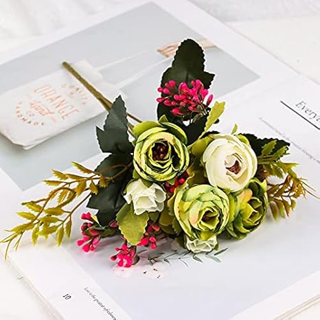 Amazon 造花 プラスチック花 装飾花 花 花束 美しい シンプル 花 人工花 人工花束 Bf 01a Green 造花 オンライン通販