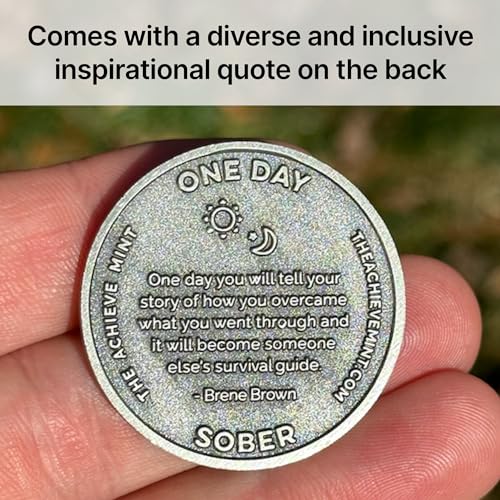 Image of The Achieve Mint 1 Day Sober Token | One Day Sober Chip | Non-AA Gift, Non-Religious Medallions for Men and Women Celebrating Sobriety