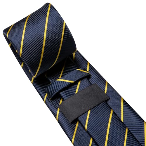 Image of Dubulle Mens Paisley Floral Silk Tie for Men Striped Necktie and Pocket Square Cufflinks Set Wedding Business