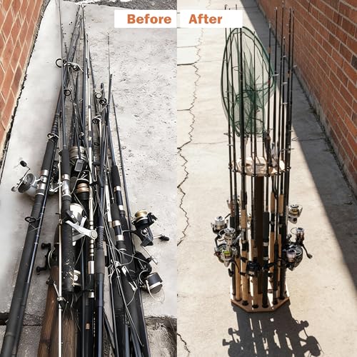 Image of Rush Creek Creations 16-Rod Round Fishing Rod Holder for Garage, Tackle Box