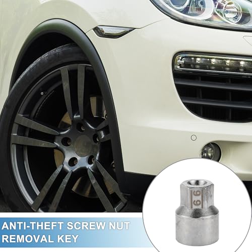 Image of Vehicle Wheel Lock Lugnut #66 9 /10 inch Diameter 20 Pointed Notches Anti-Theft Screw Nut Removal Key Socket for Porsche Boxster 911 Cayenne Macan