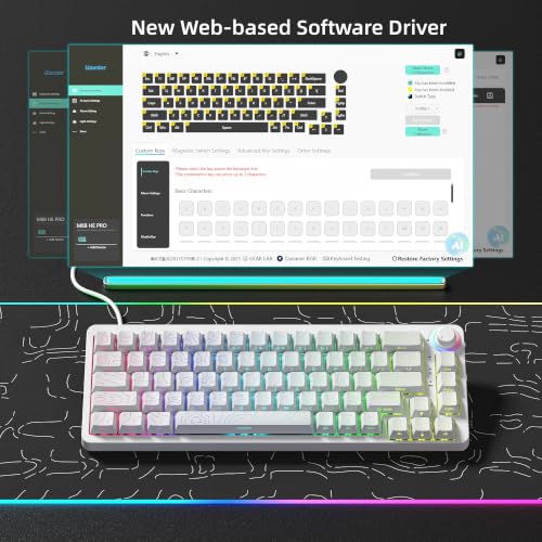 Image of Womier M68 HE V2 60% Percent Keyboard Rapid Trigger, Hall Effect Topographic Gaming Keyboard, Wired RGB Custom Mechanical Keyboard with Magnetic Switch, PBT Keycaps for Mac /Win (White)