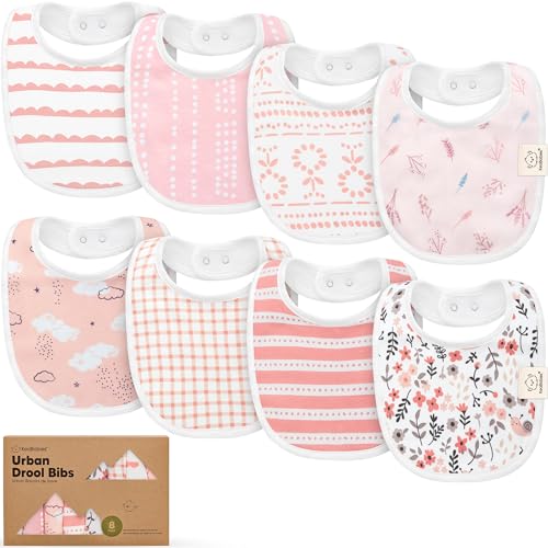 8-Pack Organic Baby Bibs for Boys, Girls - Soft Cotton Drooling and Teething Bibs for Baby Girl & Boy, Extra Absorbent, Easy To Clean & Put On for...
