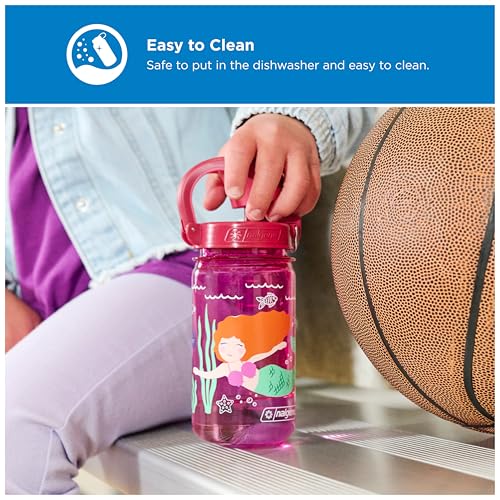 Image of Nalgene Kids' 12 oz On The Fly Lock-Top Water Bottle, Pink Mermaid