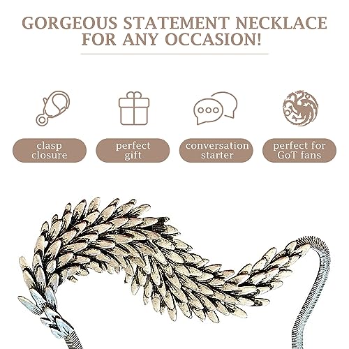RainTraders House of the Dragon- Daenerys Targaryen Costume, Inspired by Merchandise, Mother of Dragons, Khaleesi - Perfect Merch for Women and Teens - Necklace Size: 17.5 inches x 1.5 inches4