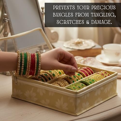 Image of 4 Rod Bangle Box Organizer for Women, Beige, Pack of 1
